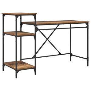 vidaXL Desk Old Wood Engineered Wood 135 x 50 x 90 cm