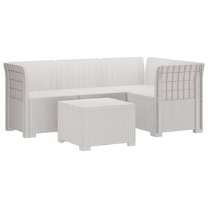 vidaXL 4-Seater Garden Sofa Rattan Look PP White