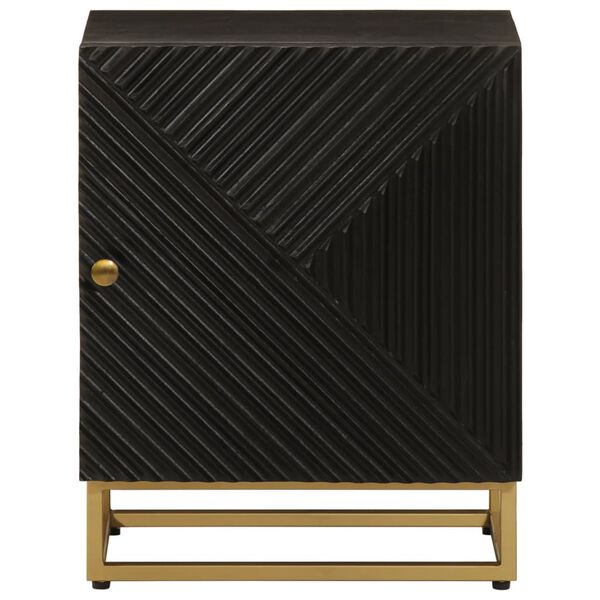 vidaXL Bedside Cabinet Black 40x30x50 cm Solid Wood Mango and Iron