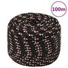 vidaXL Boat Rope Black 14 mm 100 m Polypropylene