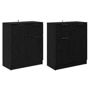 vidaXL Sideboards 2 pcs Black Oak 60 x 30 x 70 cm Engineered Wood