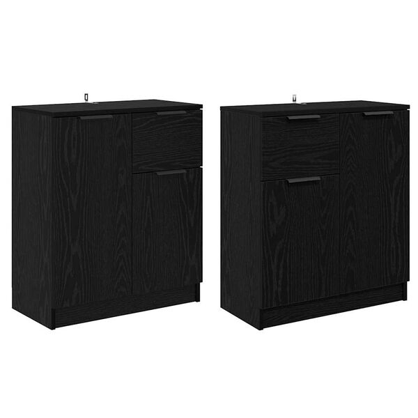vidaXL Sideboards 2 pcs Black Oak 60 x 30 x 70 cm Engineered Wood