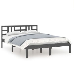 vidaXL Bed Frame without Mattress Grey 200x200 cm Solid Wood