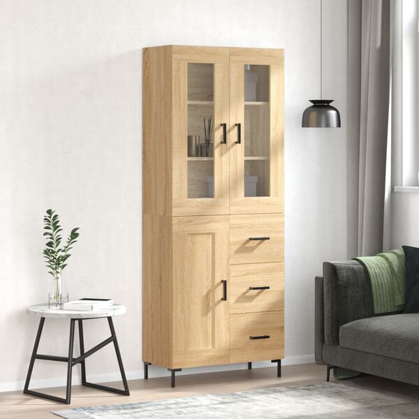 vidaXL Highboard Sonoma Oak 69.5x34x180 cm Engineered Wood
