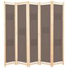 vidaXL 5-Panel Room Divider Brown 200x170x4 cm Fabric