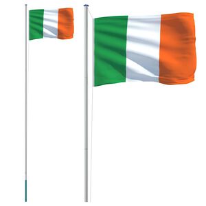 vidaXL Ireland Flag and Pole 6.08 m Aluminium