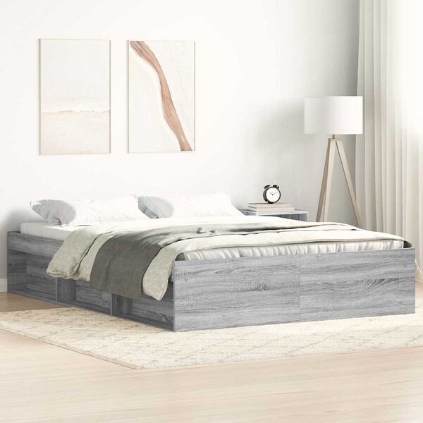 vidaXL Bed Frame without Mattress Grey Sonoma 140x200 cm