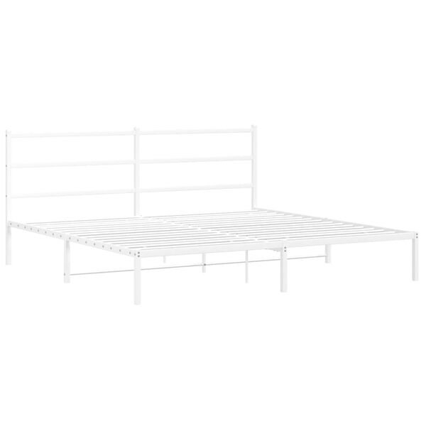 vidaXL Metal Bed Frame without Mattress with Headboard White 193x203cm