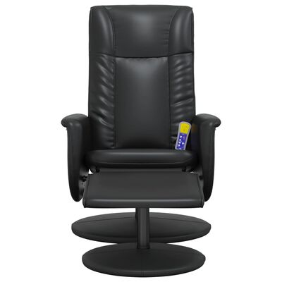 vidaXL Massage Recliner Chair with Footstool Black Faux Leather