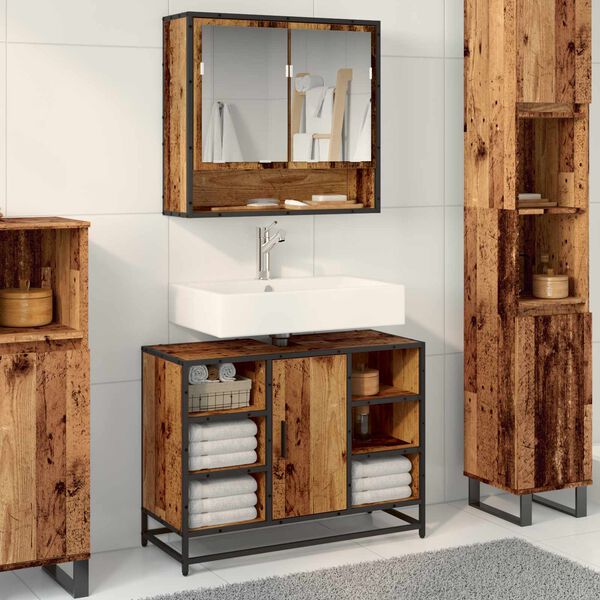 vidaXL Bathroom Cabinet Old Wood 80 x 33 x 60 cm Engineered Wood