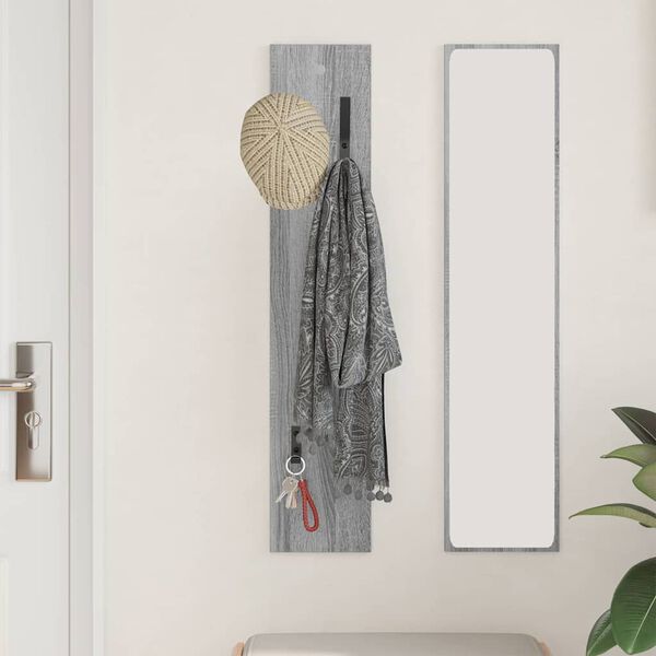 vidaXL Wall-Mounted Coat Rack Grey sonoma 20 x 1.5 x 100 cm