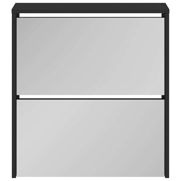 vidaXL Shoe Cabinet with Mirror 2-Layer Black 63x17x67 cm