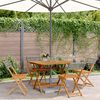 vidaXL 5 Piece Garden Dining Set Grey Poly Rattan and Solid Wood