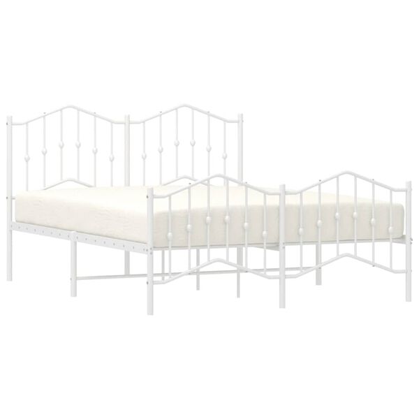 vidaXL Metal Bed Frame without Mattress with Footboard White 150x200cm