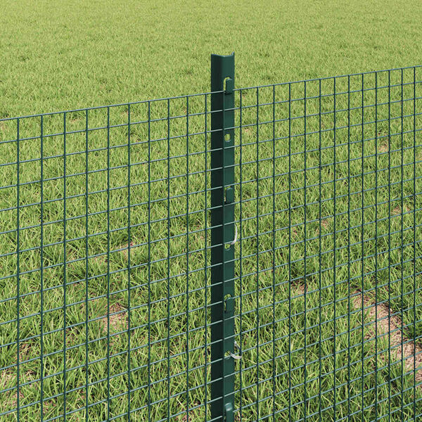 vidaXL Fence with Post Green 0.4 x 25 m Steel and PVC
