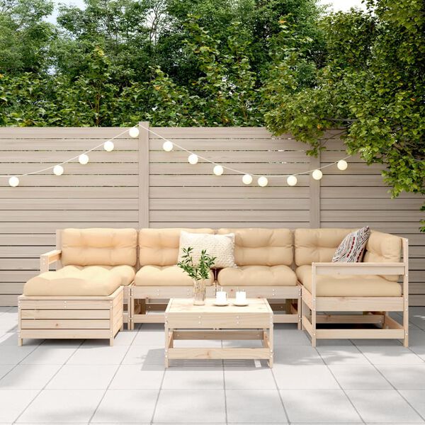 vidaXL 7 Piece Garden Sofa Set Solid Wood Pine