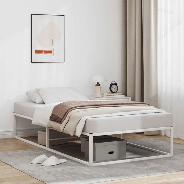 vidaXL Bed Frame without Mattress White 100x200 cm Metal