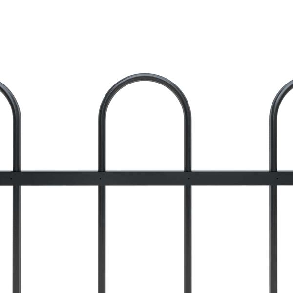 vidaXL Garden Fence with Hoop Top Steel 1781.5x100 cm Black