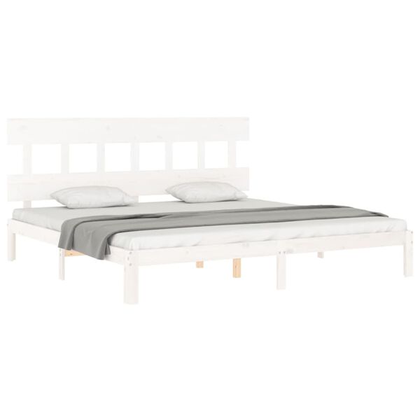vidaXL Bed Frame without Mattress White Super King Size Solid Wood Pine