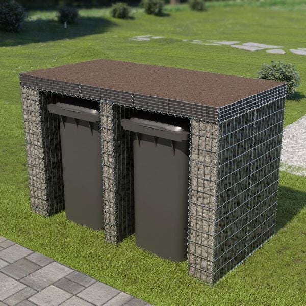 vidaXL Gabion Wall for Garbage Bin Galvanised Steel 190x100x130 cm