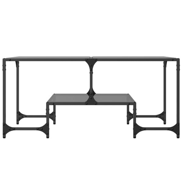 vidaXL Coffee Table with Black Glass Top 98.5x50x45 cm Steel