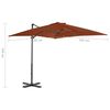 vidaXL Cantilever Garden Parasol with Aluminium Pole Terracotta 250x250 cm