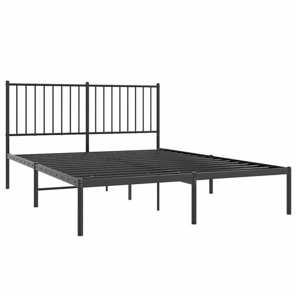vidaXL Metal Bed Frame without Mattress with Headboard Black 140x200cm