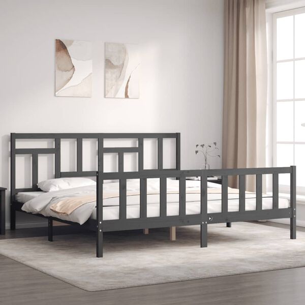 vidaXL Bed Frame without Mattress Grey 200x200 cm Solid Wood Pine