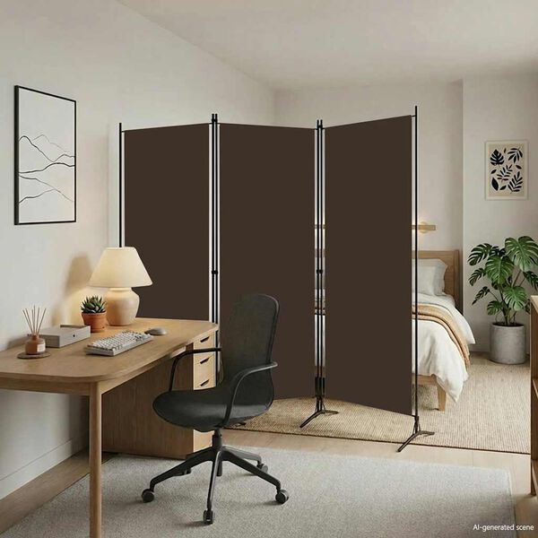 vidaXL 3-Panel Room Divider Brown 260x180 cm