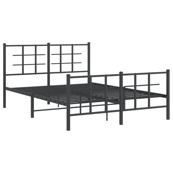vidaXL Metal Bed Frame without Mattress with Footboard Black 140x190cm