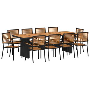 vidaXL Garden Dining Set 11 pcs Black and Brown Poly Rattan