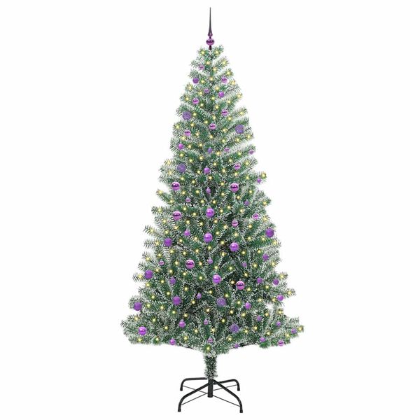 vidaXL Artificial Christmas Tree Snow Flocked with LED Light 240 cm