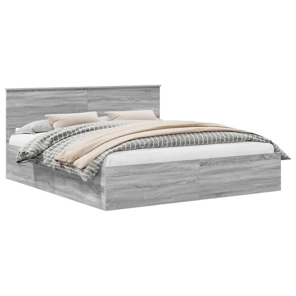 vidaXL Bed Frame Grey Sonoma 200 x 200 cm Engineered Wood