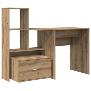 vidaXL Desk Artisan Oak 131.5 x 50 x 106.5 cm Engineered Wood