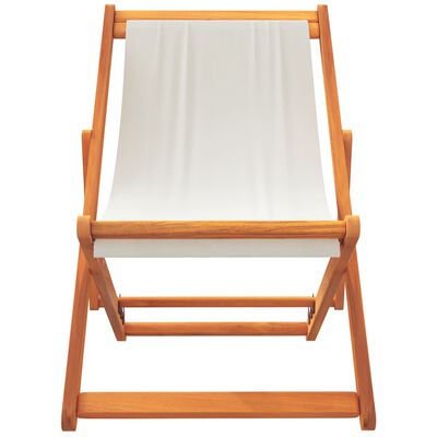 vidaXL Folding Beach Chairs 2 pcs Cream White Fabric