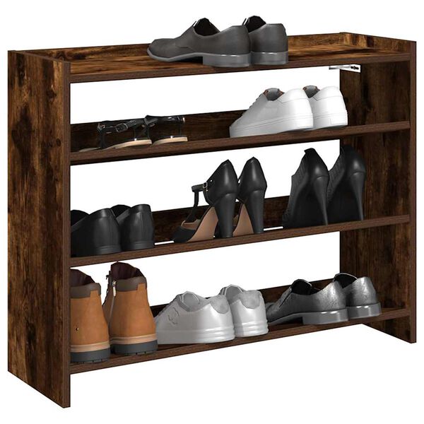 vidaXL Shoe Rack Smoked Oak 80x25x62 cm Engineered Wood