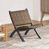 vidaXL Relaxing Chair Grey Natural Kubu Rattan and Solid Mahogany Wood