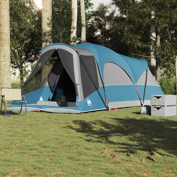 vidaXL Family Tent Tunnel 8-Person Blue Waterproof