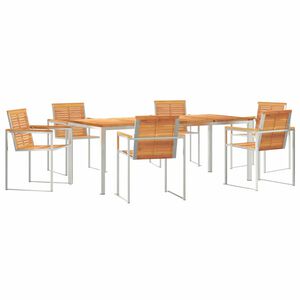 vidaXL Garden Dining Set 7 pcs Solid Acacia Wood and Stainless Steel