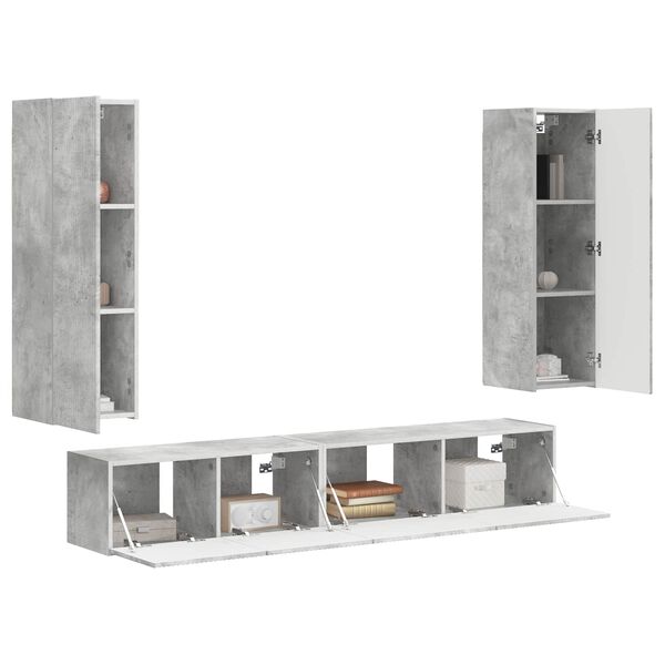 vidaXL TV Cabinet Set Wall-mounted 3 pcs Concrete Grey Engineered Wood