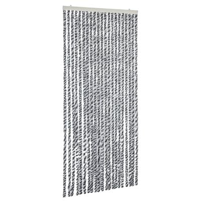 vidaXL Fly Curtain Grey and Black and White 100x220 cm Chenille