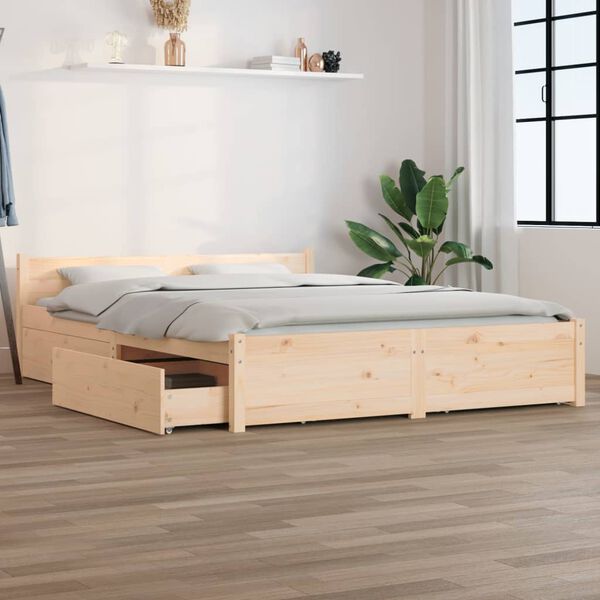 vidaXL Bed Frame without Mattress with Drawers King Size