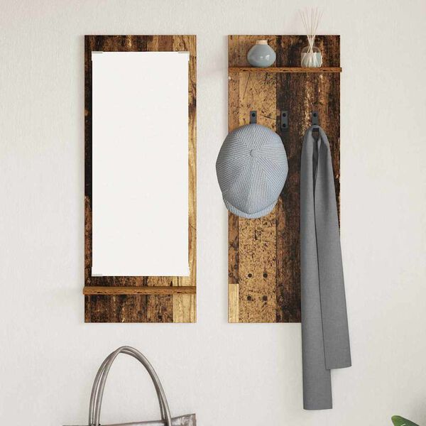 vidaXL Wall-Mounted Coat Rack Old Wood 70 x 10 x 90 cm Engineered wood