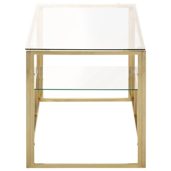 vidaXL Coffee Table Gold Stainless Steel and Tempered Glass