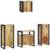 vidaXL Bathroom Furniture Set 4 pcs Brown and Black Solid Mango Wood
