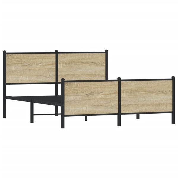 vidaXL Metal Bed Frame without Mattress Sonoma Oak 160x200 cm