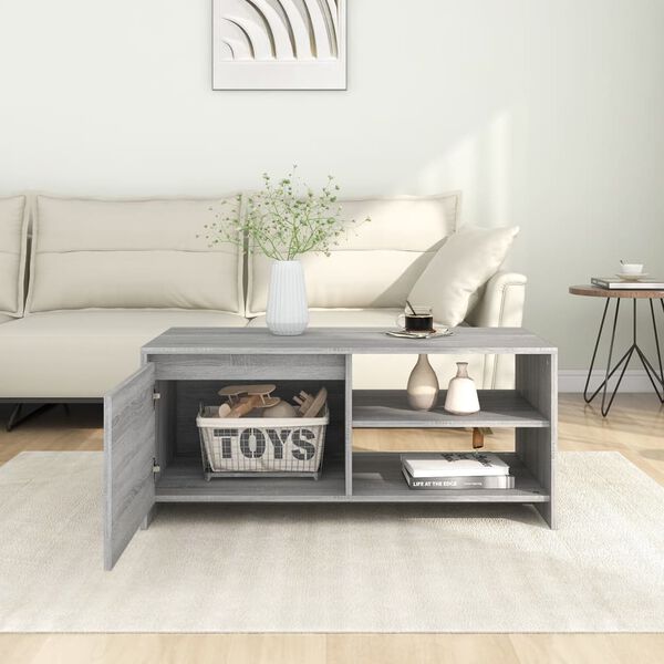 vidaXL Coffee Table Grey Sonoma 102x50x45 cm Engineered Wood