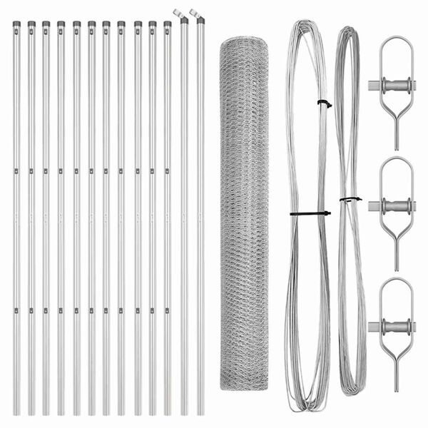 vidaXL Fence Post Silver 25 x 1.4 m (25 mm mesh) Steel