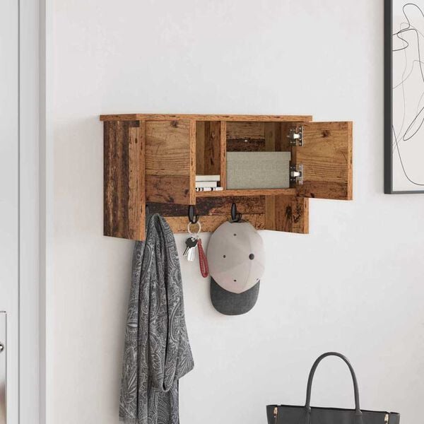 vidaXL Wall-Mounted Coat Rack Old Wood 50 x 20 x 30 cm Engineered wood