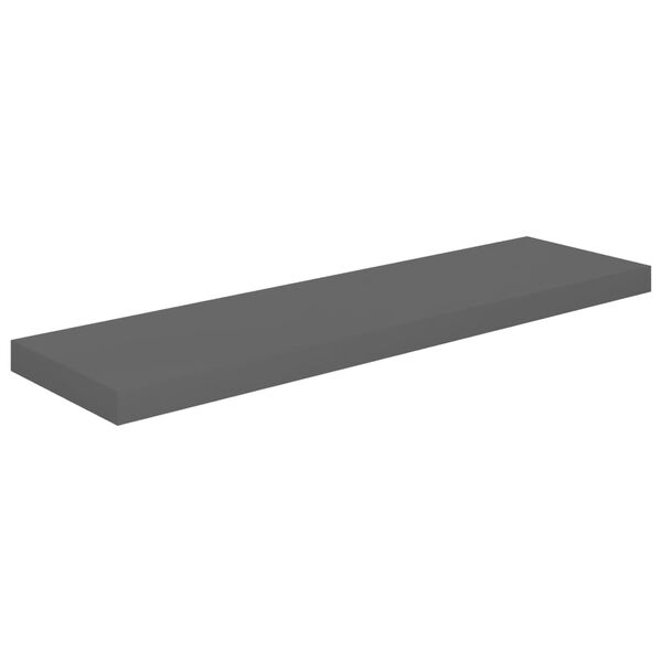 vidaXL Floating Wall Shelves 2 pcs High Gloss Grey 90x23.5x3.8 cm MDF